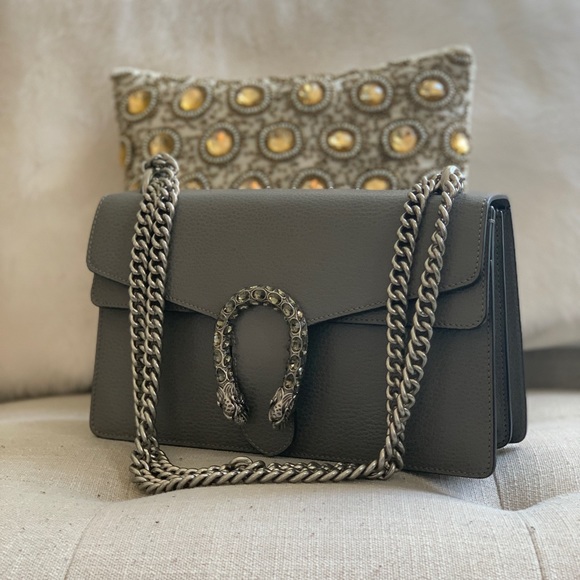 Gucci Handbags - Gucci Dionysus Pebbled Leather Shoulder Bag, Gray